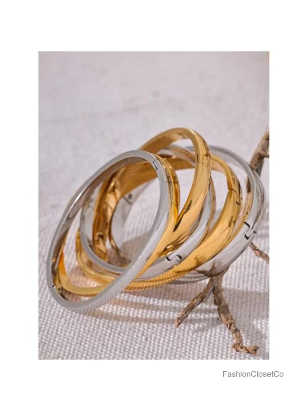18K Gold/Silver Plated Stainless Steel Waterproof Bangle Bracelets for Small